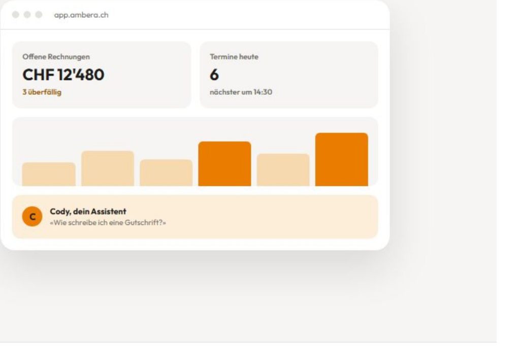 Das Dashboard der ambera Business App