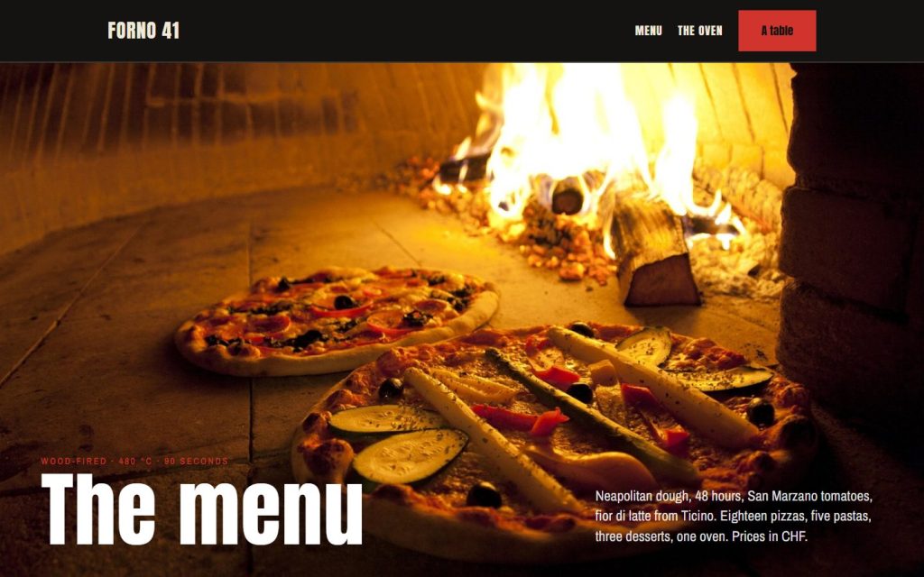 Startseite des Demos Pizzeria