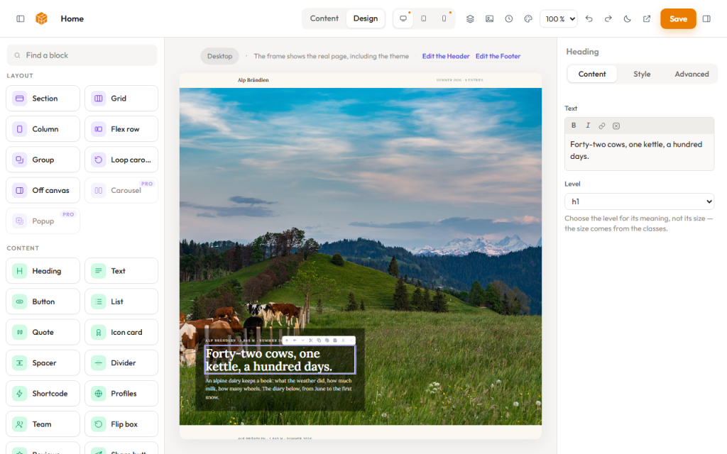 Der Editor des Ambera Theme Builders